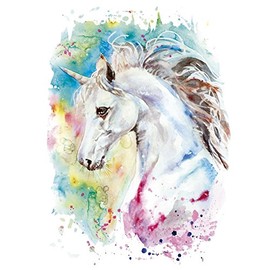 Colour iron-on transfer, DIN A4, artist unicorn, decorating textiles such as T-shirts and bags with iron-on motifs, iron on pictures quickly and easily, DIY textile design