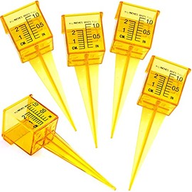New Resources Group Outdoor Rain Sprinkler Gauge, 1.5" Wide Mouth, Multi Pack Bright Yellow, Water Garden, Lawn Measuring Tool (5 Pack Yellow)