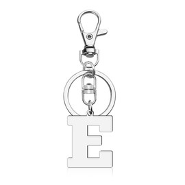 Initial Letter Keychain Letter E Alphabet Keyring for Handbag Wallet Purses Backpack Metal Letter Key Ring for Women Men Stainless Steel Letter Pendant Car Keyring Christmas Birthday Graduation Gifts