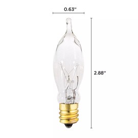 KOR 12 Pack 7.5W CA5 Candelabra E12 Base 120V Flame Tip Clear Chandelier Petite Bulb