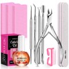 MORGLES Cuticle Remover kit, 100/180 Nail File and Nail Buffer