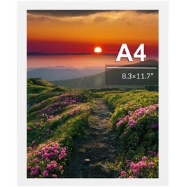 A4 Photo Frame, A4 Frame Wooden Picture Frame with Clear Perspex Front, 21cm x 29.7cm Certificate Frame Poster Frame for Table Top and Wall Mounting, White