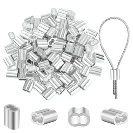 55pcs Wire Rope Clamp, Wire Clamps, 8mm Rope Clamp, Wire Ferrule Kit, Aluminium Press Clamps for Fixed Rope, Outdoor Activities, Entertainment Facilities, Steel Wire Rope, Construction Industry