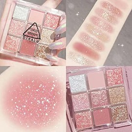 Kedejin Paleta de Sombras de Ojos de 9 Colores, Paleta de Sombras de Ojos Mate, Conjunto de Sombras de Ojos con Purpurina Brillante, cosmético de