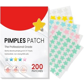 LUHI Parches para Acne, 200 Almohadillas Hidrocoloides para Espinillas, pads para acne, parches para acne, Parches para granos con forma de estrella, de amplia aplicación.(200PCS)