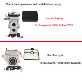 Ferilter 150 BT Carburetor for Husqvarna 150BT 350BT 560BTS 150BF 350BF 560BFS Backpack Blower Parts 502845001 Carburetor 150BT Air Filter Fuel Line Tune up Kit (Before 2022)