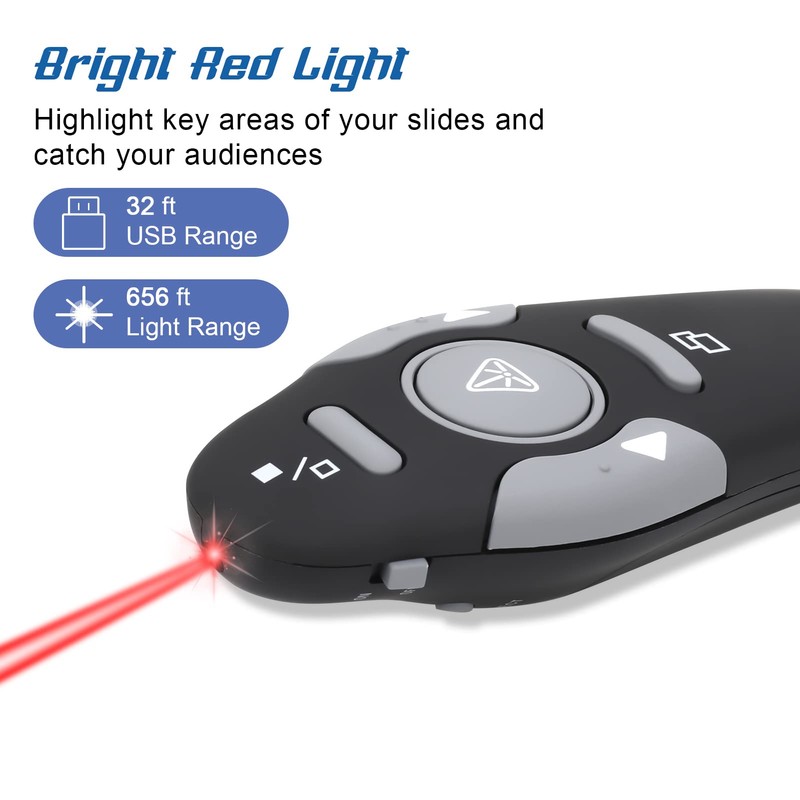 Cerolopy Presentation Clicker,328FT Wireless USB Powerpointer Clicker,Clicker for Powerpoint,2.4GHz Powerpoint