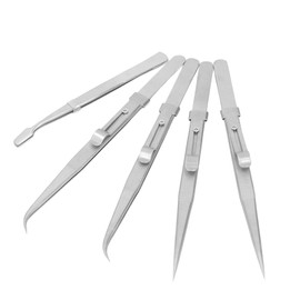 Pinzas Antiestáticas, Juego de Pinzas de Precisión de Acero Inoxidable, Kit de Herramientas de Fabricación de Joyas para Reparación de Modelos Artesanales con 5 Piezas, para