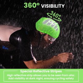 2Pcs Bike Helmet Covers with Reflective Armbands and Reflective Stickers, Waterproof and Windproof Reflective Helmet Cover, Hi Vis Reflective Arm bands, Reflective Strips for Bicycles Motorcycles