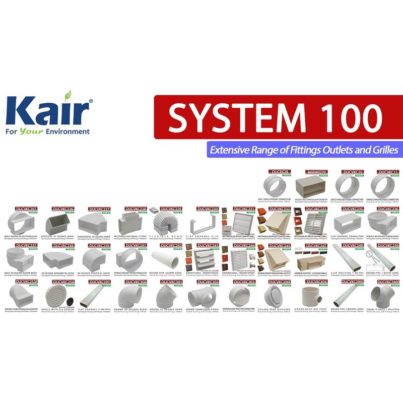 Kair Ducting Adaptor 110mm x 54mm to 100mm - 4