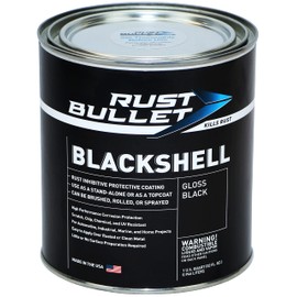 RUST BULLET BlackShell - Gloss Black - 1 Quart - Corrosion Preventive Coating, UV Resistant Rust Proofing Paint, Long-Lasting Metal Protection