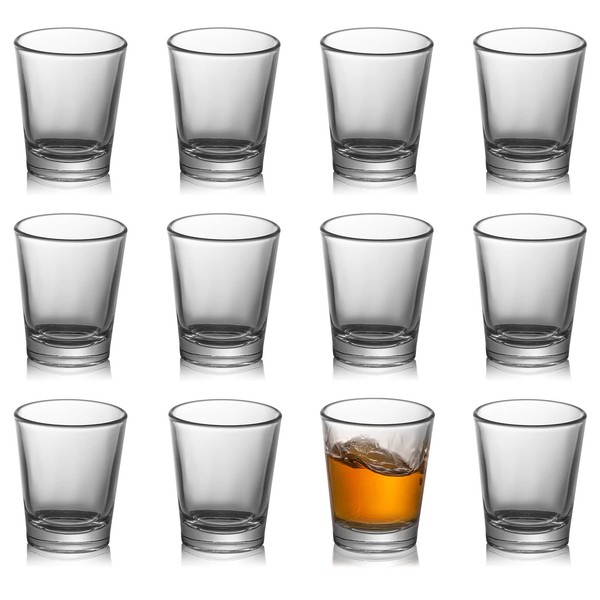 OBTANIM 12 Pack Shot Glasses, 1.5 oz Clear Shot Glass Cups Set with Heavy Base for Bar Restaurants Home