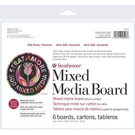Strathmore (564-8 500 Series Mixed Media Board, vellum, 20,3 x 25,4 cm, carta per tecniche miste, 6 fogli, bianco