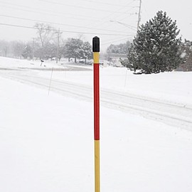 Reflective Fiberglass 4 ft Marking Stakes (Yellow W/ Red Band, Pack of 12)