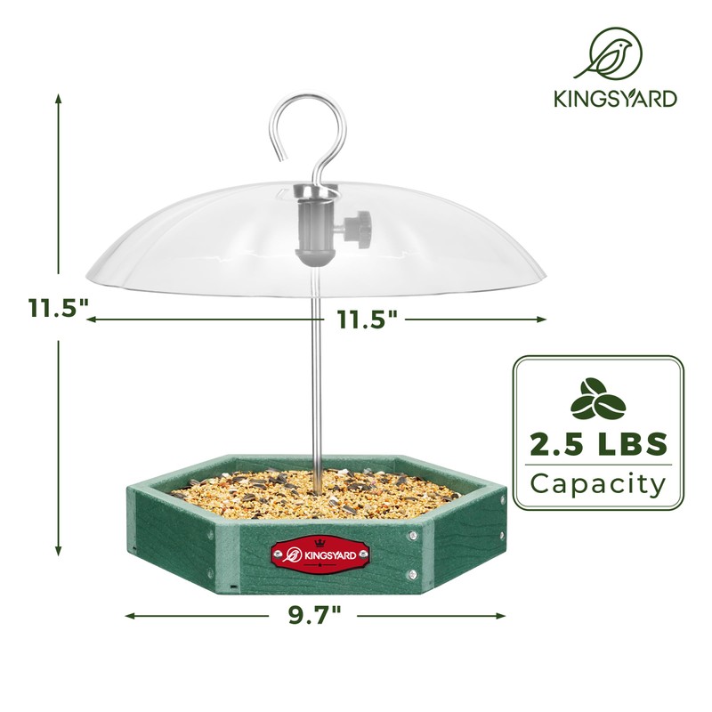 Kingsyard Large Platform Bird Feeder Outdoor Hanging, Adjustable Dome Squirrel