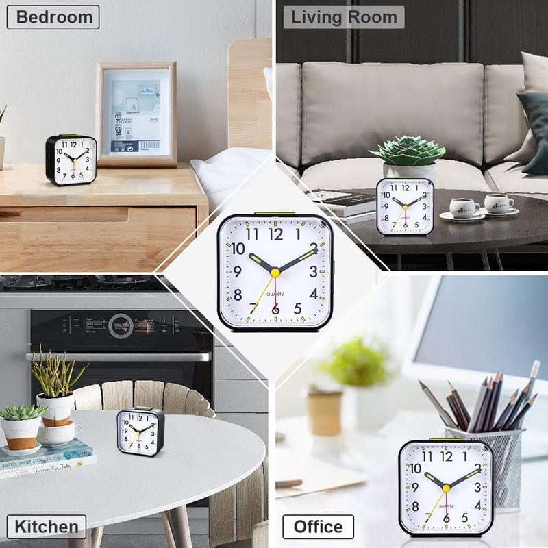 Silent Alarm Clocks Bedside Non Ticking Battery Powered Table Clocks