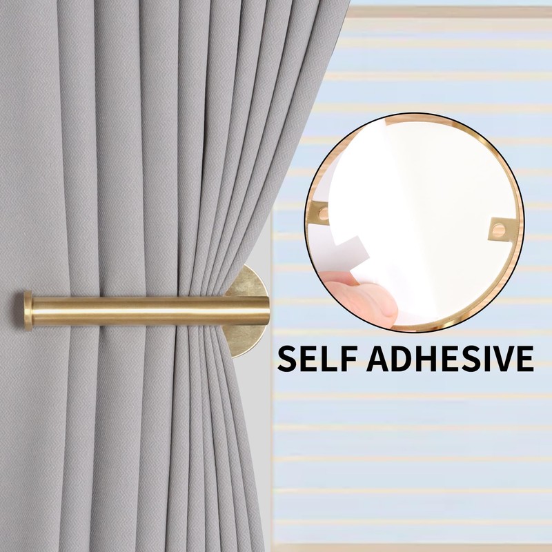Groleca 2 Pack Curtain Holdbacks No Drill Self-Adhesive/Screw-in Curtain Tiebacks