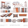 Bacati - Grey Dots with Solid Border Blanket (Grey Dots/Orange