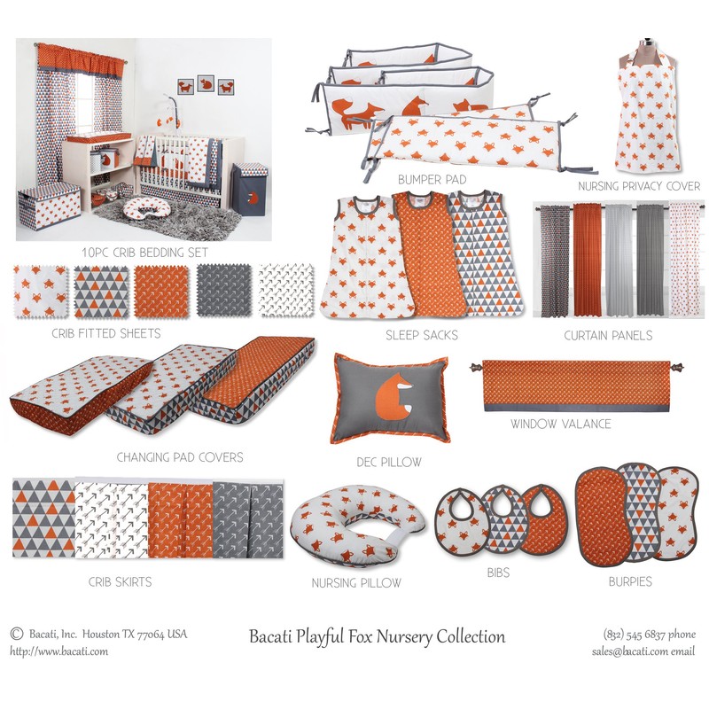 Bacati - Grey Dots with Solid Border Blanket (Grey Dots/Orange