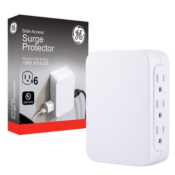 GE GE Pro 6-Outlet Extender, Surge Protector, Side Access, Wall