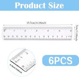 6 Pcs 15cm Ruler Set | Clear Plastic Transparent 6 Inch Rulers for School, Office, Home, Drawing, Craft | Durable and Accurate Small Rulers