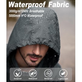 SWISSWELL Mens Rain Jacket Waterproof Windbreaker Hidden Hooded Lightweight Breathable Rain Coat for Golf Hiking Cycling