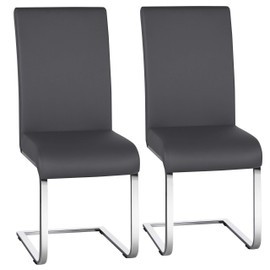 Yaheetech Desk Chair Office Chairs High Back PU Leather Modern Desk Chairs Home Office Furniture with Metal Legs Set of 2, Gray