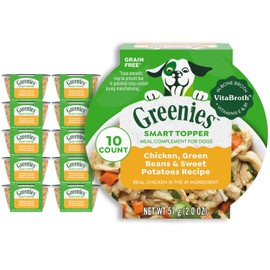 Greenies Mezcla Húmeda Con Alto Contenido Proteico Smart Topper Para Perros, Pollo, Judías Verdes Y Batatas, Receta En Caldo Vitabroth, Caldo De Huesos + Vitaminas E Y B1, 10 Unidades 1,25 Libras(Paqu