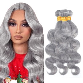 Grey Human Hair Bundles Gray Body Wave Bundle Silver Human Hair 3 Bundles 20 22 24 inch Brazilian Remy Gray Bundle 300g
