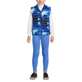 Lands' End Kids ThermoPlume Vest Blue Galaxy Space Kids X-Large