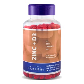 Zinc + D3 Y Omega 3 Huesos Y Defensa | 180 Cápsulas | Maklen Sabor Sin sabor