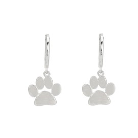 Dainty Paw Charm Cartilage Small Hoop Dangle Drop Earrings for Women Girls Sensitive Ear Sterling Silver 14K Gold Plated Minimalist Animal Paw Dog Cat Pet Sleeper Huggie Hoops Hypoallergenic Fashion Jewelry Gift (Silver)