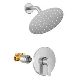 HoliSpa Shower Faucet, Brushed Nickel Shower Faucet Set with 8-Inch Rainfall Showerhead, Single-Handle Shower-Trim Kit Included Valve, Brushed Nickel