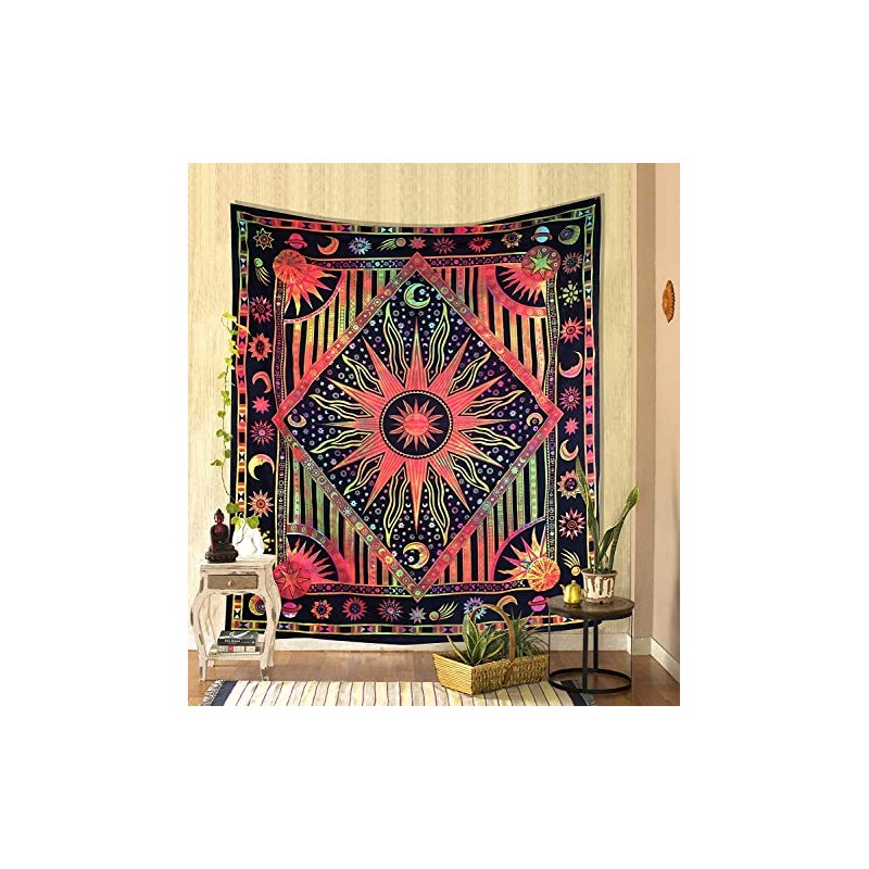 AVA Collections Queen Size Tapestry Wall Hanging Burning Hippie Sun