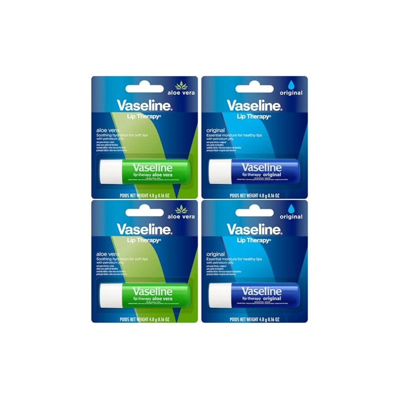 Vaseline Paquete de 4 variedades de terapia de labios, bálsamo