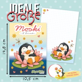 Tapirella Notizblock für Kinder, Schreibblock Mooki & Friends, Freundschaft, Gedanken, Erinnerungen, Skizzieren Motiv 3, 50 Seiten, A6 Format, Schule, Büro, Homeoffice