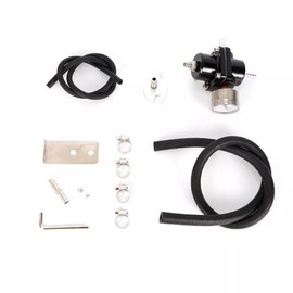 Xigner Petrol Pressure Regulator Set, Adjustable Fuel Pressure Regulator, Car Fuel Pressure Regulator, Warm-up Regulator with Pressure Gauge and Carburettor Hose, 4 Ports for Most Vehicles