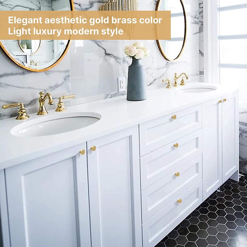 goldenwarm 10 Pack Gold Door Knobs Gold Drawer Knobs Brass