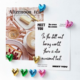 Janvelle 20PCS Heart Refrigerator Magnets,Mixed Gold Pink Blue Green 4 Colors,0.83inch Small Magnets for Fridge,Cute Colorful Plastic Love Heart Photos Magnetic Stickers for Whiteboard