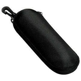 メガネケース ウレタン セミ ハードケース ラウンド (ファスナー式 フック付き) ブラック