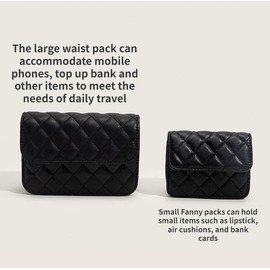 Waist Bag Mini Belt Bag for Women Mini Crossbody Bag Y2k Accessories Belt Purse for Women Fashionable, Black, Large