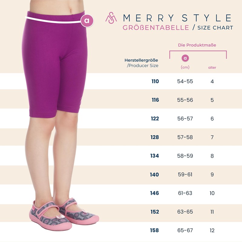 Merry Style MS10-227 Girls' Cotton Short Leggings, Green
