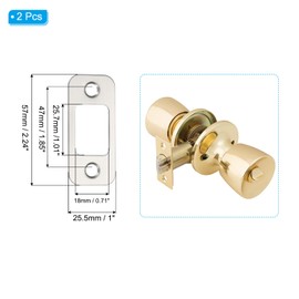 sourcing map Door Deadbolt Strike Plates Stainless Steel Round Strike Door Locks Latch Strike Plate for Exterior Door Reinforce Security Silver Pack of 2