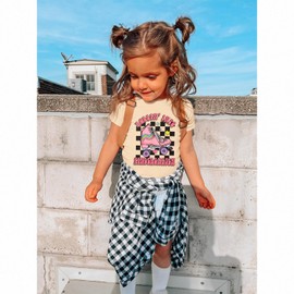 GLIGLITTR Rollin into Kindergarten Shirt for Baby Girl Roller Skate Tshirt Kids Back to School Outfit First Day of School Tee(Apricot,4T)