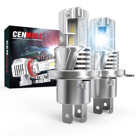 CENMOLL H4 LED Headlight Bulb, 120W 24000LM 6000K White 600% Brightness H4 9003 LED Headlight Bulb Canbus Error Free All-in-One Wireless Design Xenon Halogen Replacement Conversion Kit, Pack of 2