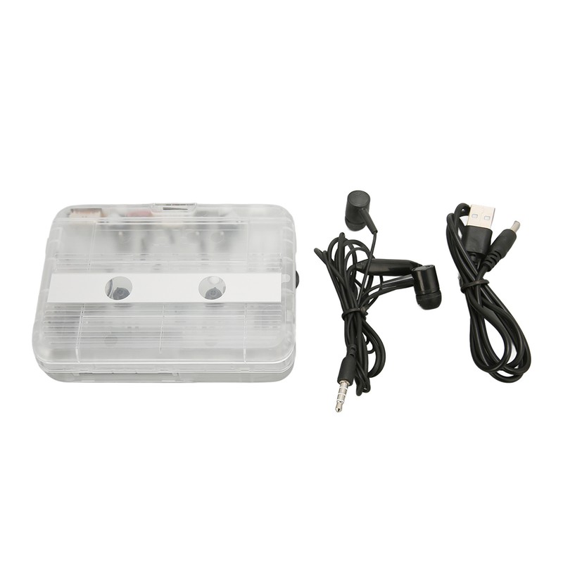 Cassette to MP3 Converter Multifunction Auto Reverse Transparent Retro Portable