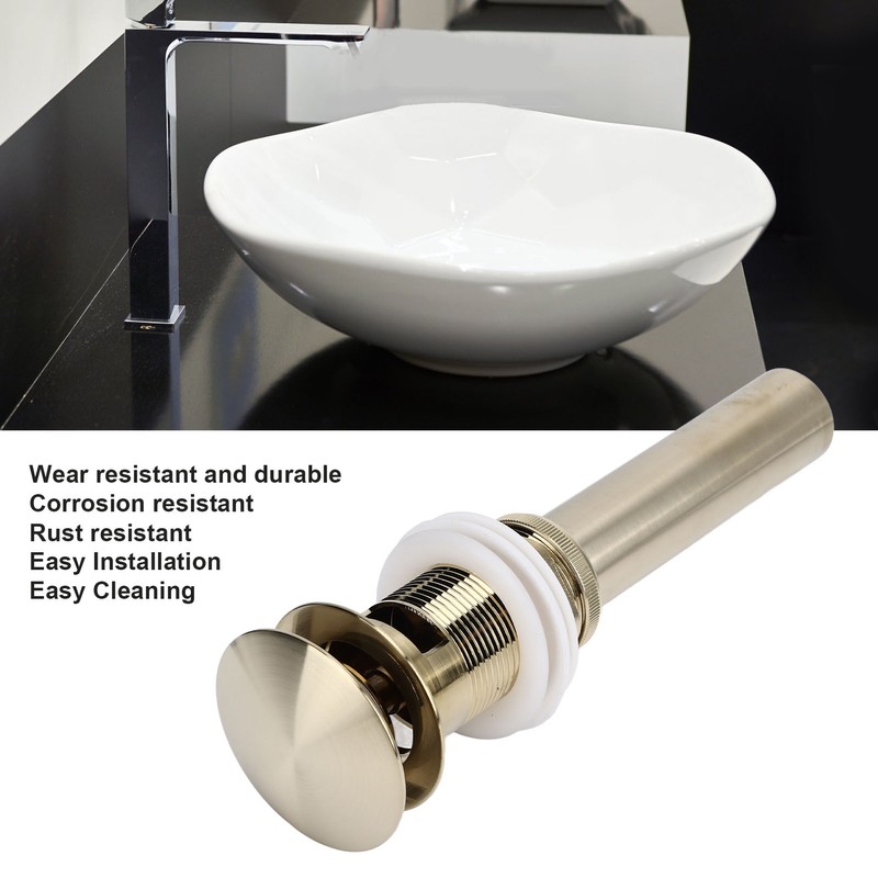 Pop Up Basin Drain Copper G1/4 Brushed Gold Corrosion Resistant