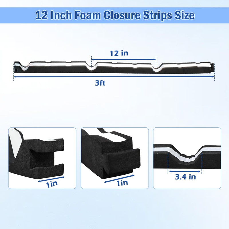 Sthovd 12 Inch Outside Classic Rib Profile Foam Closure Strips