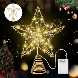 Tucorresi Estrellas para Arboles de Navidad, Adorno para Árbol de Navidad, Estrella para Copa del Árbol de Navidad con 20 Luces, Estrellas LEDpara Arbolesde Navidad,Brillante Decoración para Navidad