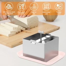 Stainless Steel Tofu Maker Food Grade Homemade Tofu Maker Press Mold Kit Tofu Making Machine Detachable Dishwasher Safe Tofu Press Kit with Drip Tray and Towel for Home Tofu Vegan Cooking